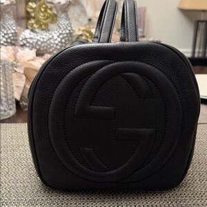 Gucci Black Leather Soho Boston Bag